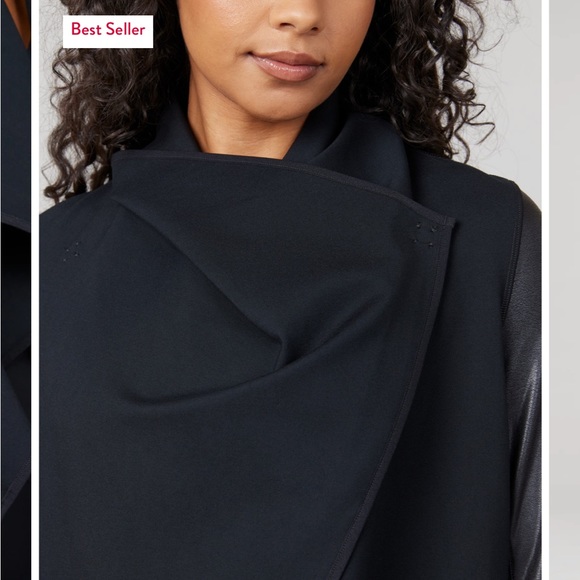 Spanx Faux Leather Drape Front Style Jacket - Picture 8 of 13